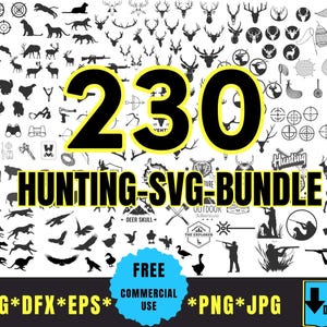Paquete SVG 230-HUNTING / Archivos de corte SVG de caza de ciervos, faisanes y patos / Ultimate Hunter Craft Collection