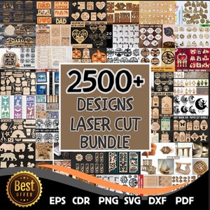 Mega Bundle de corte láser: archivos CNC, 2500 SVG de corte láser con grabado, paquete de corte láser multicapa