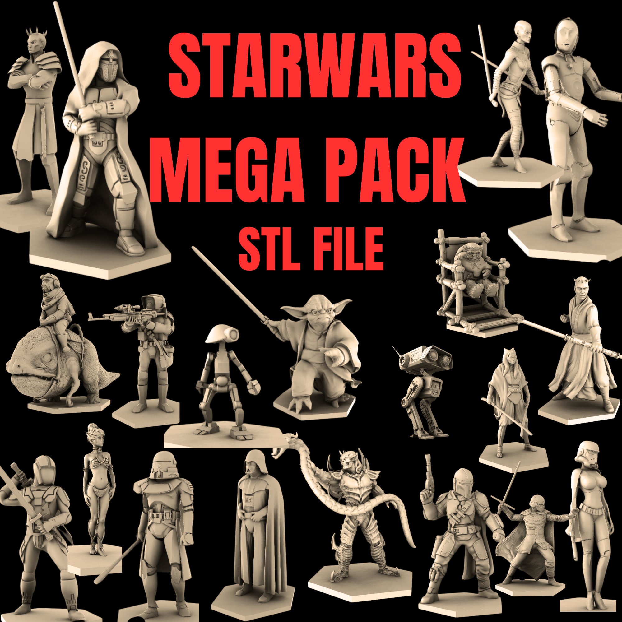 Star Wars STL Bundle, Star Wars Legion STL Pack Star Wars 3D Model