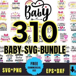 310 baby-svg-bundel - babyshower-svg | Pasgeboren SVG-bundel | Babycitaatbundel | Leuke en grappige baby gezegde-svg | Svg-png-bestanden babyjongen meisje