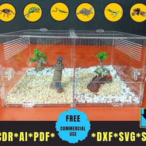 Lasergesneden DXF SVG-bestand - helder acryl reptielenterrarium voor hagedis, kameleon, spin, vogelspin en meer | CNC-snijbestand voor Cricut