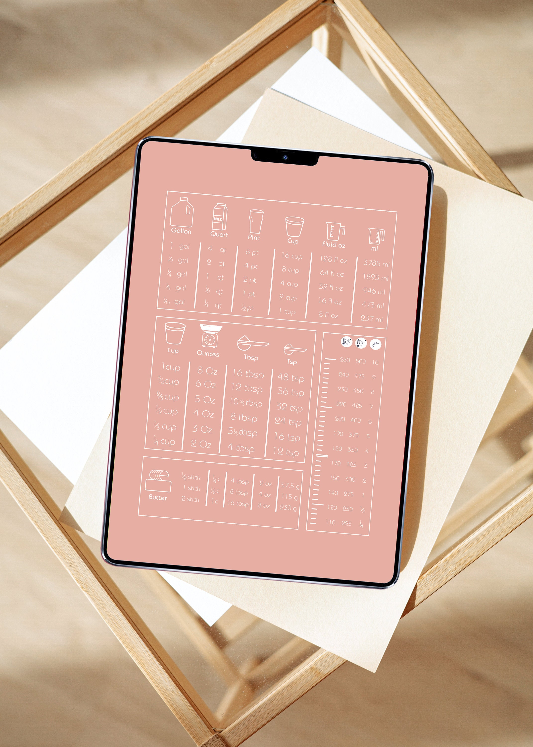 Kitchen Conversion Printable Wall Chart Guide for Cooking and Baking ...