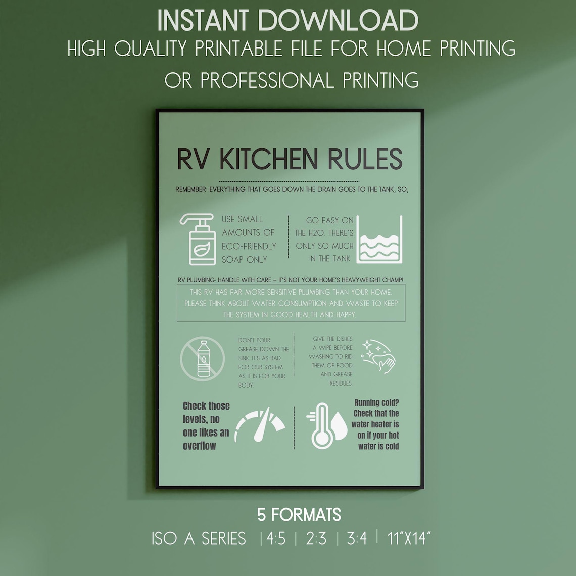 RV Kitchen Rules Instant Download Printable Wall Poster. Funny RV ...