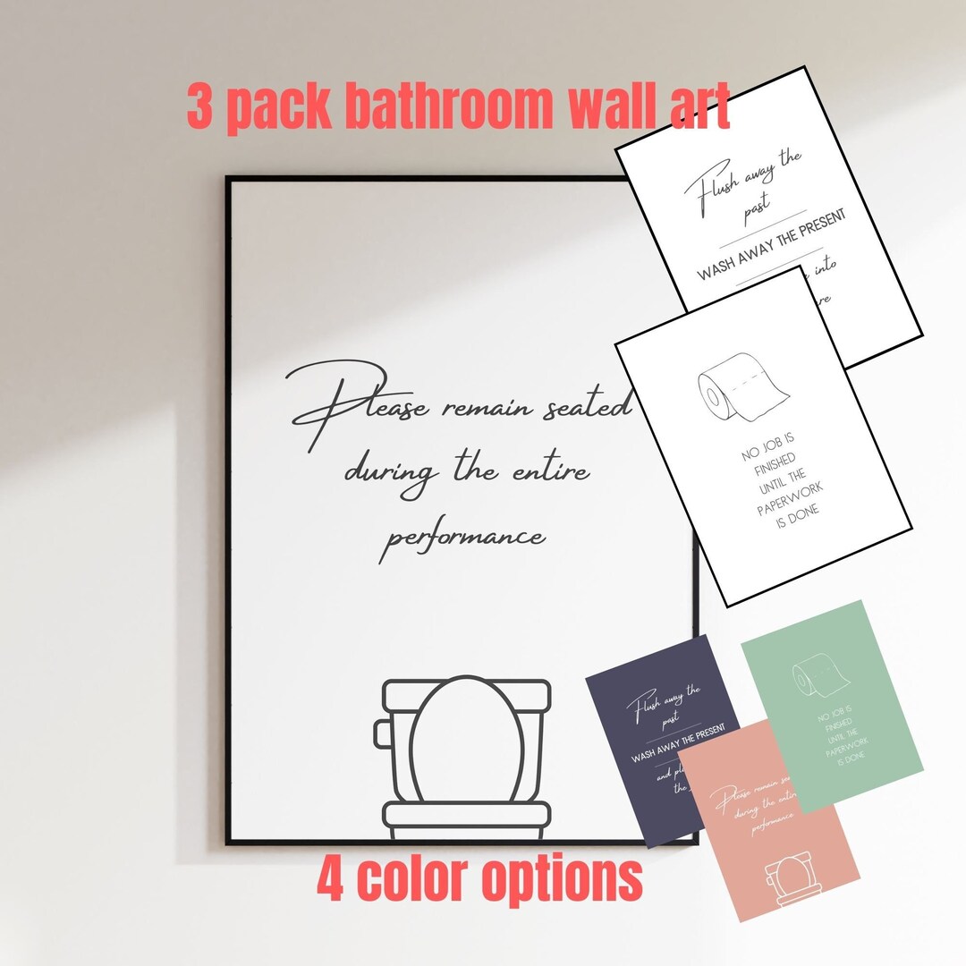 Set of 3 Bathroom / Toilet Wall Art Posters - Instant Download ...
