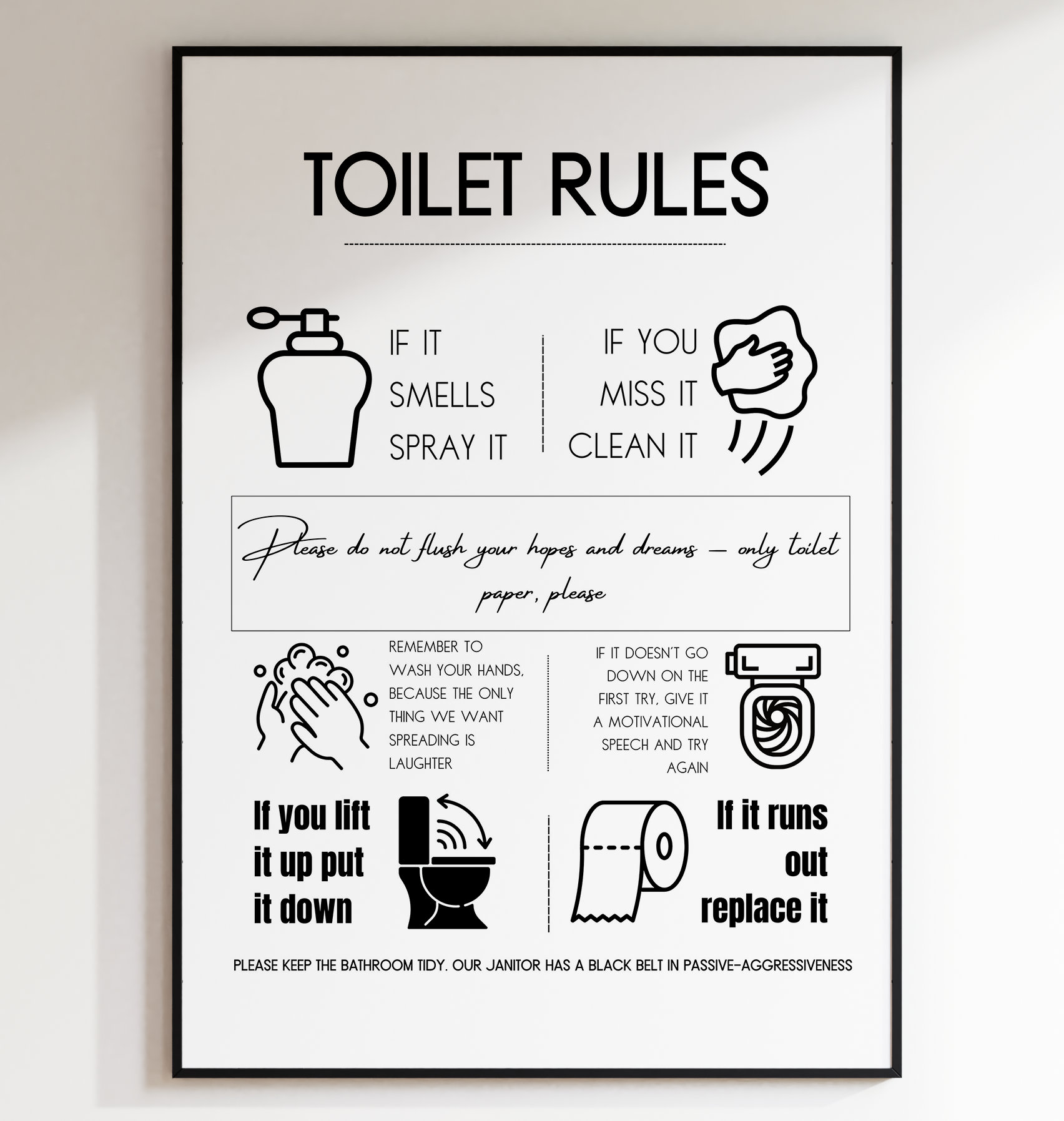 Witty Bathroom/toilet Rules Instant Download Printable Wall Poster ...