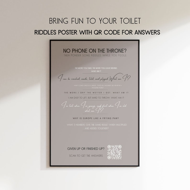 Fun Entertaining Toilet/bathroom Wall Art Riddles Game Poster With ...