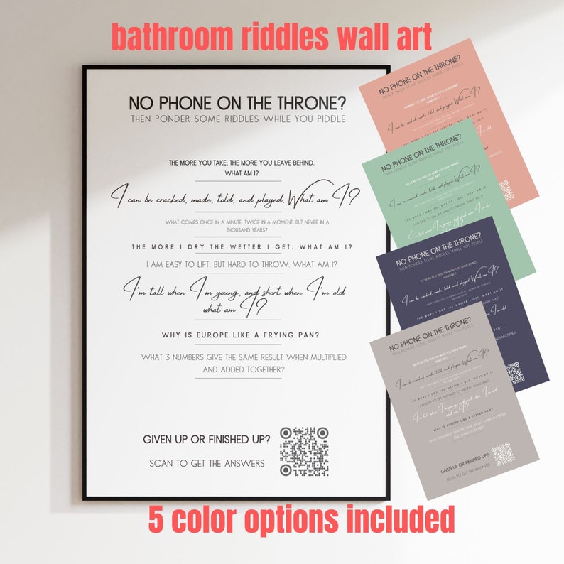 Fun Entertaining Toilet/bathroom Wall Art Riddles Game Poster With ...