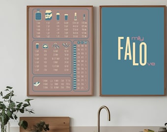 baking and cooking conversion chart, american to metric conversions, stylish printable download