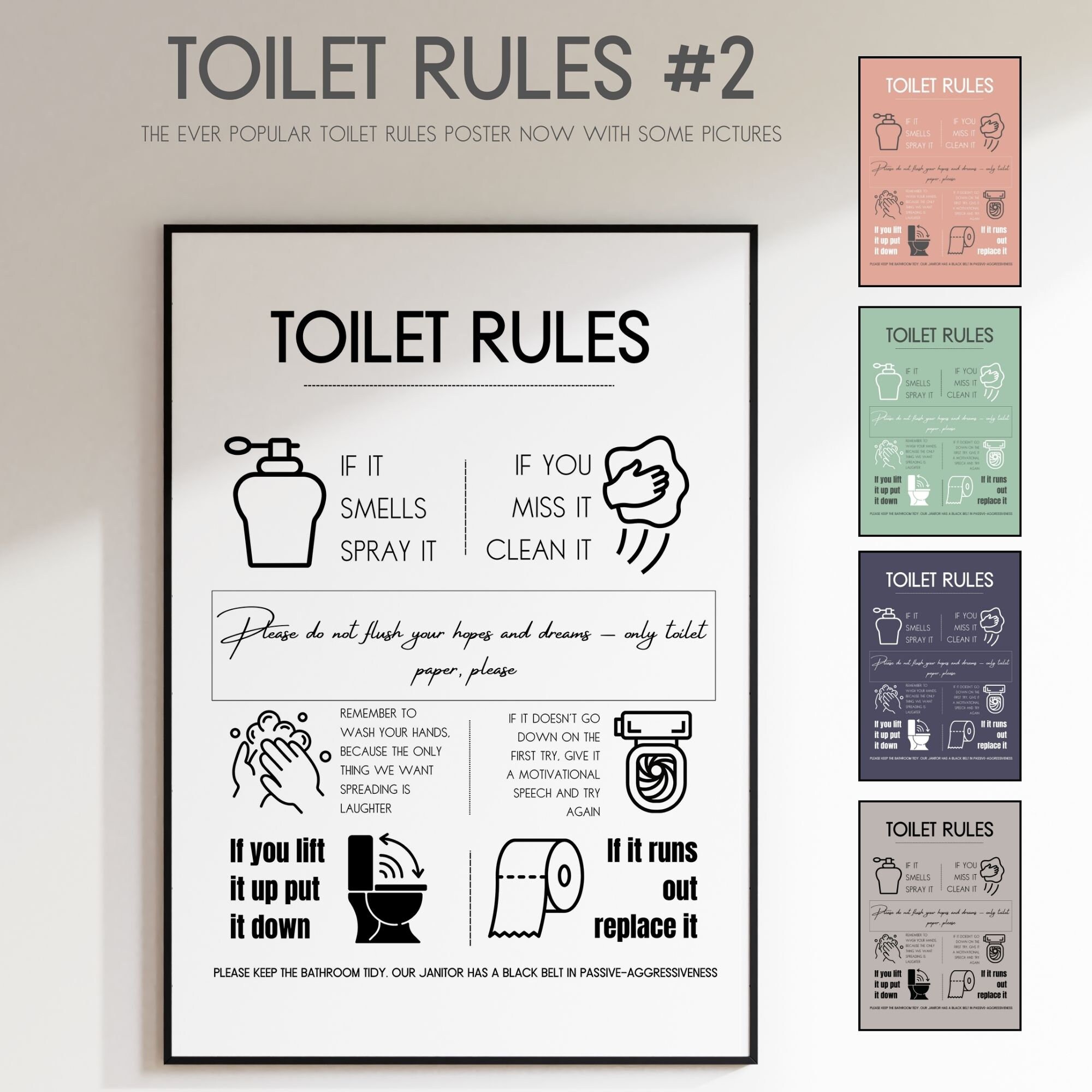 Toilet Paper Riddles Bathroom/toilet Ultimate Bundle Pack Toilet Rules Toilet Reviews ...