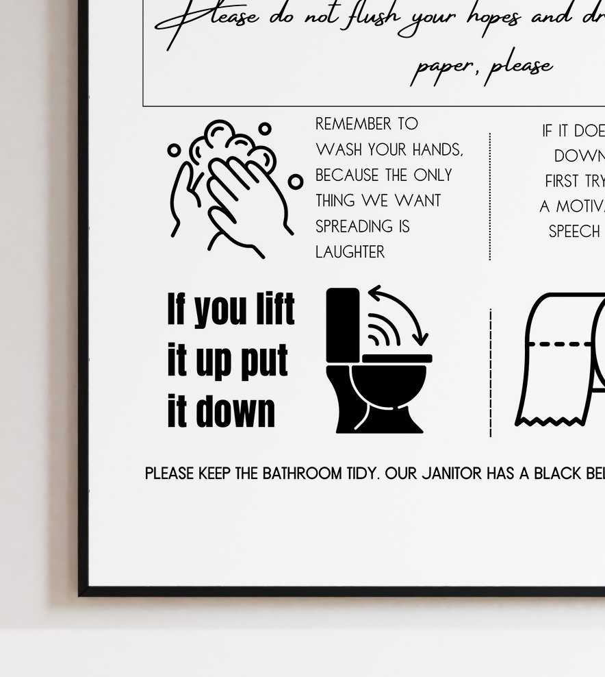 Witty Bathroom/toilet Rules Instant Download Printable Wall Poster ...