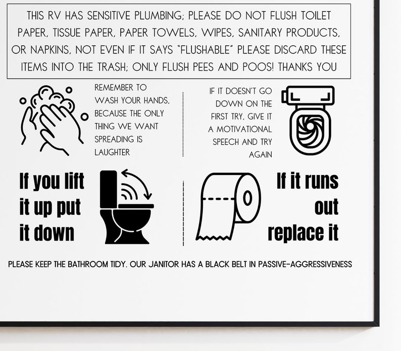 RV Bathroom/toilet Rules Instant Download Printable Wall Poster. Funny ...
