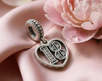 Sterling Silver 18th Celebration Dangle Charm Sparkling Bracelet Charms for Women Ideal Anniversary Present, Affordable Item, UK