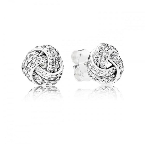 Pandora Sterling Silver Sparkly Knots Stud Earrings Elegant Knotted Studs: ALE Marked, Women's Jewellery with Love Symbolism, Trending Now
