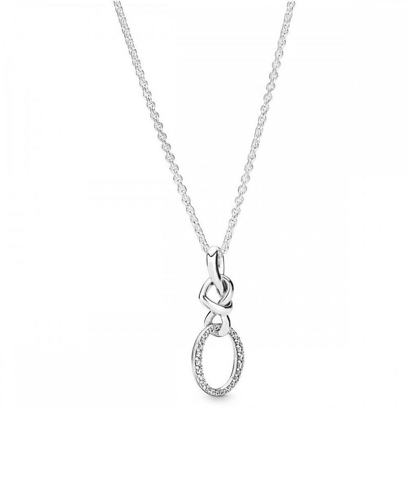 Pandora Silver Knotted Heart Necklace Elevate Your Style with a Oval Heart Necklace 60cm Adjustable Chain Jewelry With Knotted Pendant image 1