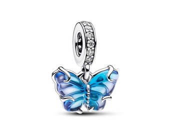 Pandora Silver Blue Murano Glass Butterfly Dangle Charm Dazzle Her Day  Rhinestone Charm The Ultimate Sparkling and Personal Gift, Must-Have