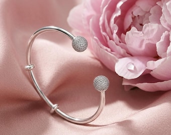 Womens Bangle with Cubic Zirconia Special and Solid Charm Bangle, Crafted for Sparkle Shine Bright Perfect Gift Idea Cute Bracelet