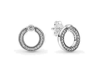 New Pandora Silver Logo Round Reversible Stud Earrings Latest Women's Jewellery Trend: Reversible Circle Earrings with Double-Sided Sparkle