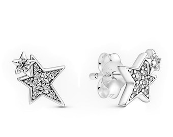 Pandora Sterling Silver Stars Stud Earrings Nice-to-Every-Look Star Studs for Ladies – Moments Collection Special, Authentic Item, Must-Have