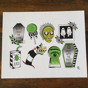 Beetlejuice Tattoo Flash Art Print - Etsy UK
