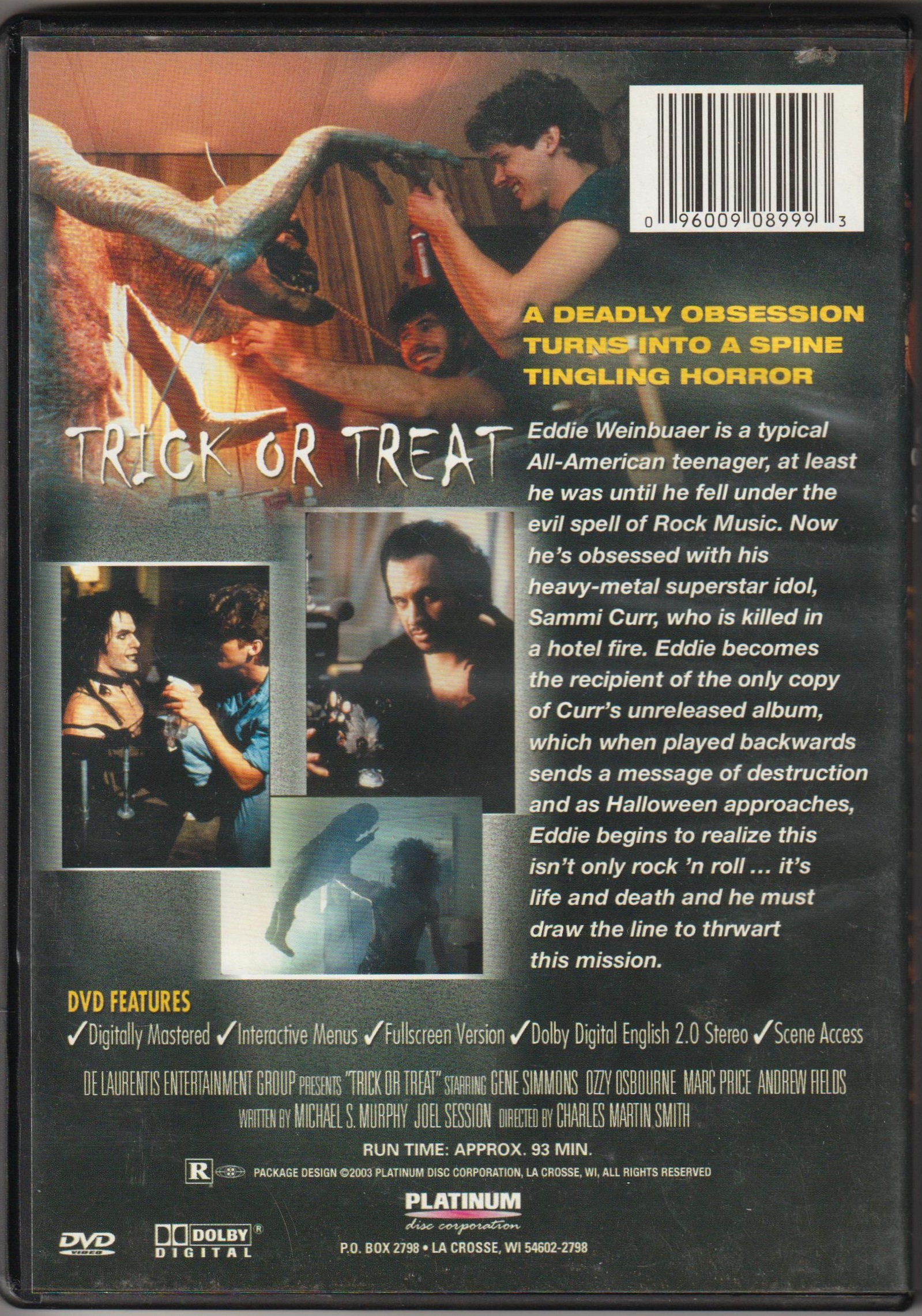Vintage 2002 [trick or Treat] DVD Starring Gene Simmons and
