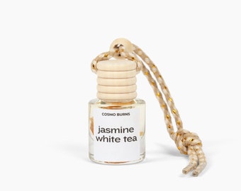 Difusor de coche de té blanco jazmín: ambientador colgante para coche