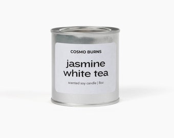 Jasmine White Tea | Lemon + Bergamot + Jasmine + Ginger | Soy Wax Candle | Minimalist Home Decor | Wood Wick | Gift Ideas | Valentine's Gift