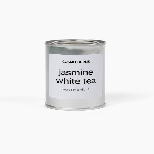 Jasmine White Tea | Lemon + Bergamot + Jasmine + Ginger | Soy Wax Candle | Minimalist Home Decor | Wood Wick | Gift Ideas | Valentine's Gift