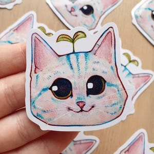 Chats meme mignons | Autocollants imperméables en vinyle