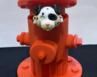 3D Printed Articulated Dalmatian Sculpture with Fire Hydrant Home | Desk Toy | Fidget Toy | Décor