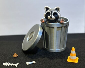 Articulated Raccoon | Trash Panda With Trash Can + Accessories | Desk Toy | Fidget Toy | Decor