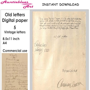 Cartas antiguas. Documento histórico digital escrito a mano para diarios basura, álbumes de recortes y hojas de collage para proyectos de manualidades creativos.