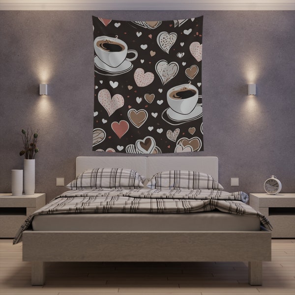 Valentines Wall Decor Cafe Decor Valentines Day Coffee Cafe Tapestry Wall Decor Restaurant Decor Gift For Coffee Lover Coffee Shop Decor