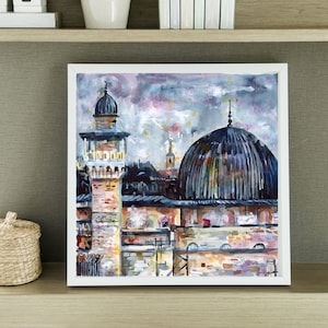 Masjid Al Aqsa Watercolour Art Print | Islamic Art Mosque Painting Islamic Decor Muslim Decoration Mosque Artwork Painting Islamic Mosque