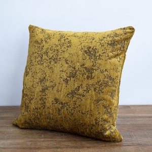Golden Yellow, Gold Amber Pillow, Polyester-Blend, 20X20, Square Decorative Cover, Designer Fabric Toss, Indoor Throw Cushion Case for Home