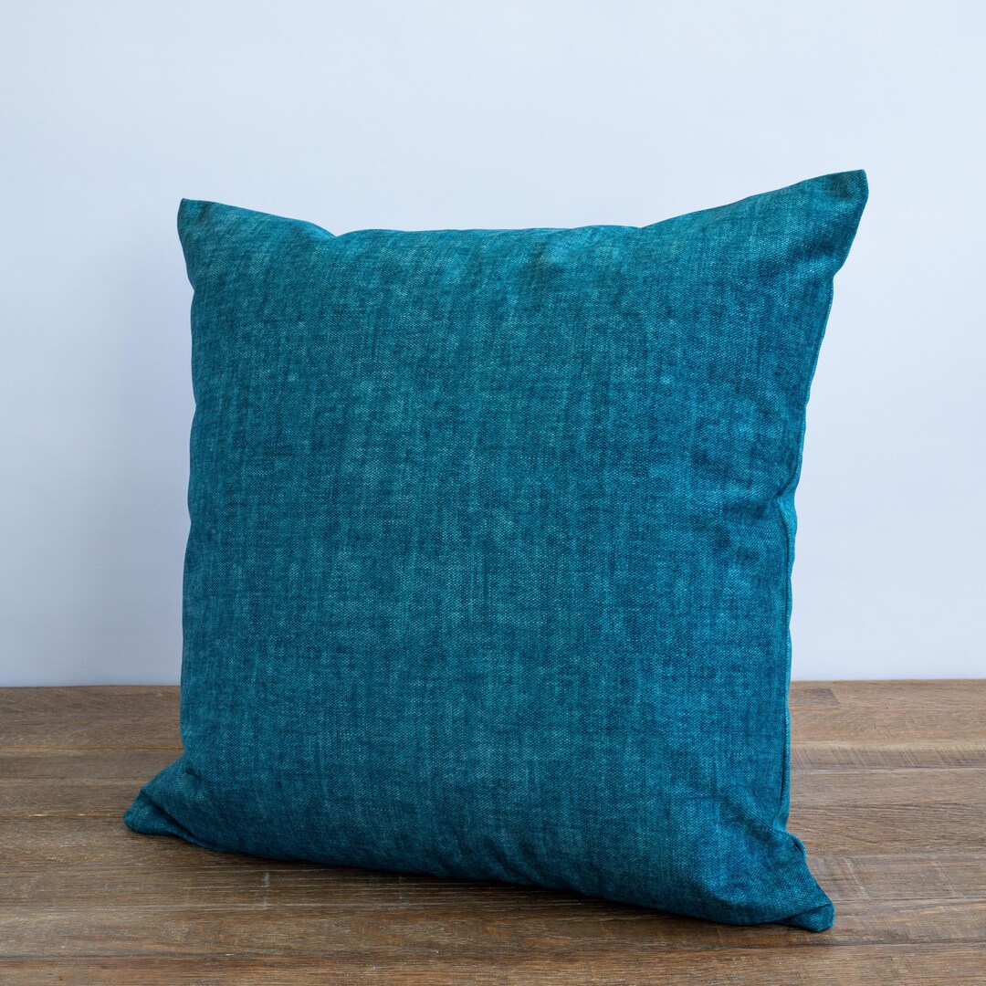Solid Blue Throw Pillow Cover: Cotton-linen Blend, 20x20 (*COVER