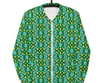 Abstract Color Field Green and Gold Unisex Bomber Jacket