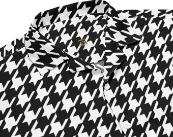 Houndstooth Unisex Short sleeve button up shirt