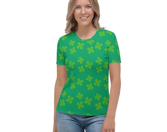 Green Four Leaf Clover Women's T-shirt