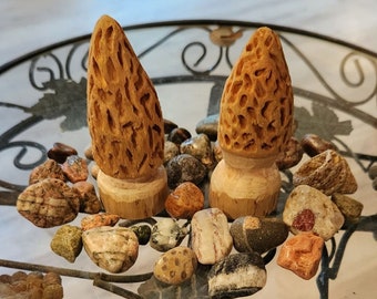 Morel Mushroom Sculptures Choose How Many In Your Set! Morel Mushroom Hand Carved Wood Morel Mushroom Art