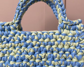 Chunky Medium Crochet Handbag - Chunky Handmade Bag - T-shirt Yarn Bag - Summer Bag