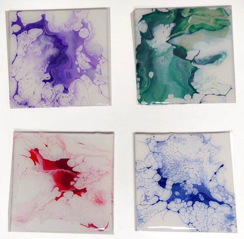 Multi-color Resin Coaster Set - Etsy