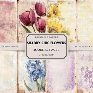 Shabby Chic Blumen Junk Journal druckbare Seiten Floral Junk Journal Kit Scrapbook druckbare Papier digitale Collage Sheet-Instant Download
