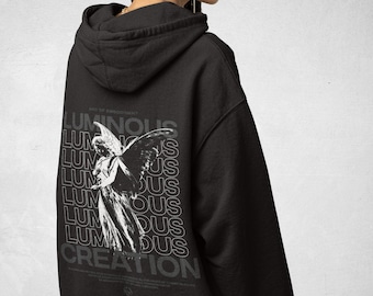 Unisex Oversized Angel Hoodie, Luminous Cotton Clothing