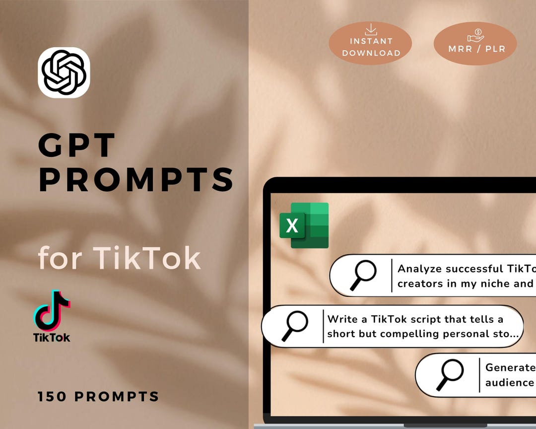 GPT Prompts for Tiktok | 150 Viral Tiktok Prompts for Chatgpt | Excel & Google Sheets | MRR ...