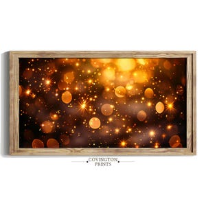 Golden Bokeh TV Art | Magical Light Print | Sparkle Wall Decor | Festive Holiday Scene | Modern Abstract Light Art TV ART