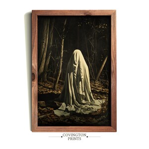 Spirit of the Forest | Gothic Fantasy Art Print | Dark Academia Wall Decor | Ghost in the Woods | Sepia Toned Landscape PRINTABLE