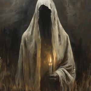 Gothic Ghost Art | Dark Robed Figure With Candle | Spooky Victorian ...