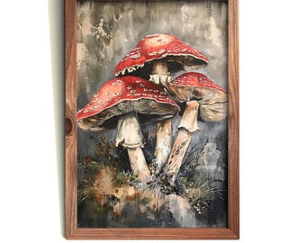 Red Mushrooms Print | Amanita Illustration | Woodland Nature Print | Forest Wall Decor | Botanical Mushroom Art PRINTABLE