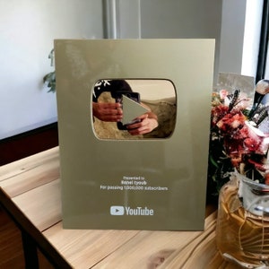 1 Million Gold Creator Play Button Award Plaque Personalised Name  Custom