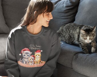 Women Long Sleeves, Meow Christmas, Christmas T-shirt, Holiday tee